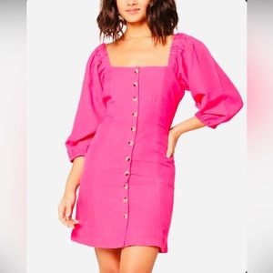 NWT L*Space bright fuchsia button up dress size medium.